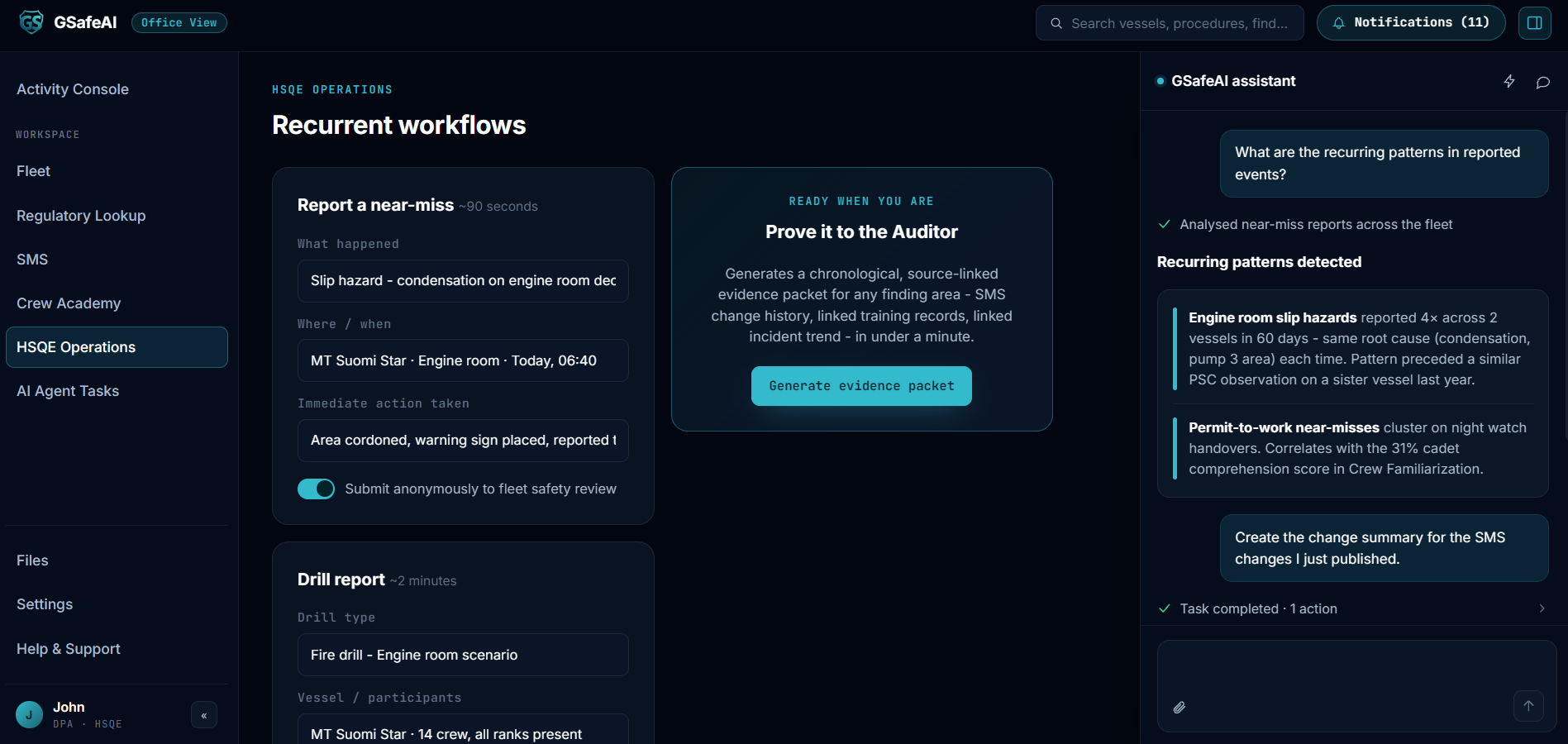 HSQE Intelligence in the GSafeAI platform