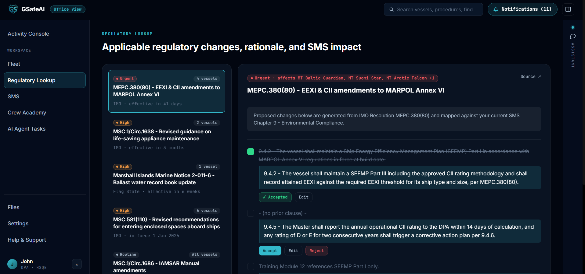 Regulatory Lookup in the GSafeAI platform